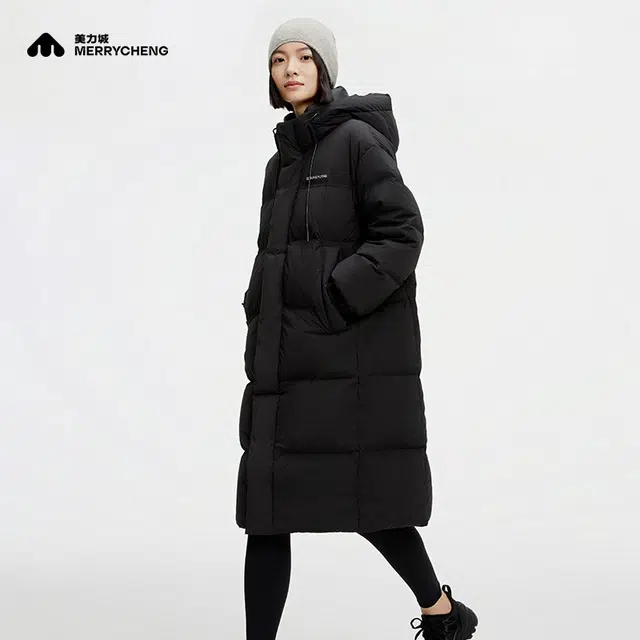 美力城 长款厚版宽松纯色百搭防风羽绒服 男女同款