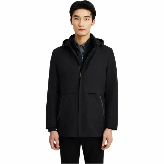 迪柯尼 简约通勤休闲时尚长袖棉服 男款 黑色