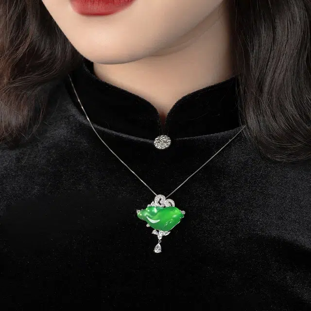 缘钰祥 灵鱼 璀璨如诗小众设计感 玉髓 项链 女款