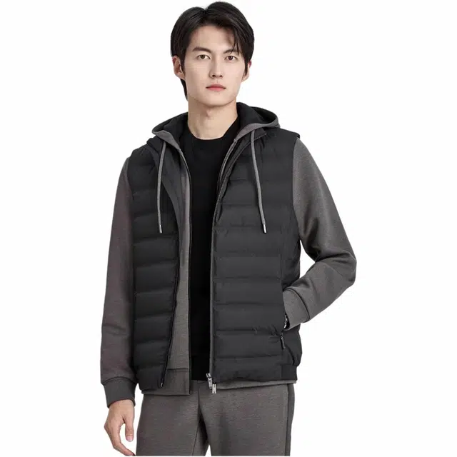 迪柯尼 黑标系列 时尚保暖纯色休闲无帽立领马甲羽绒服 男款