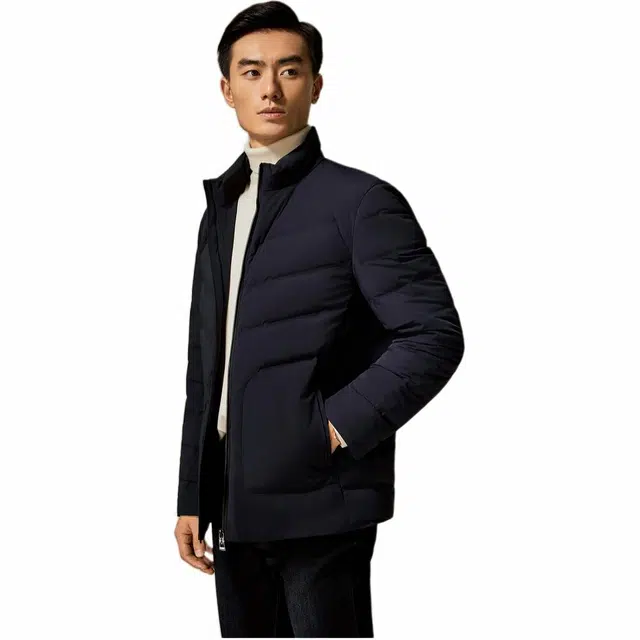 迪柯尼 蓝标系列 无帽立领修身微弹简约百搭羽绒服 男款 深宝蓝