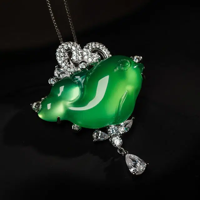 缘钰祥 灵鱼 璀璨如诗小众设计感 玉髓 项链 女款