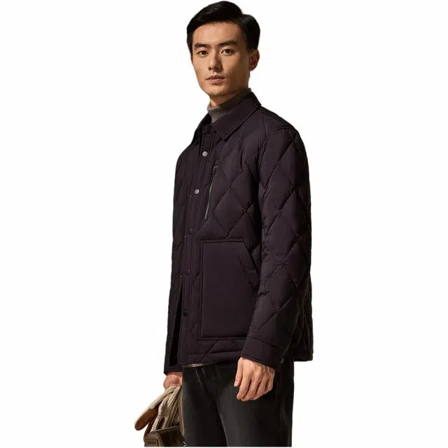 迪柯尼 时尚商务纯色绗缝羽绒服 男款 黑色