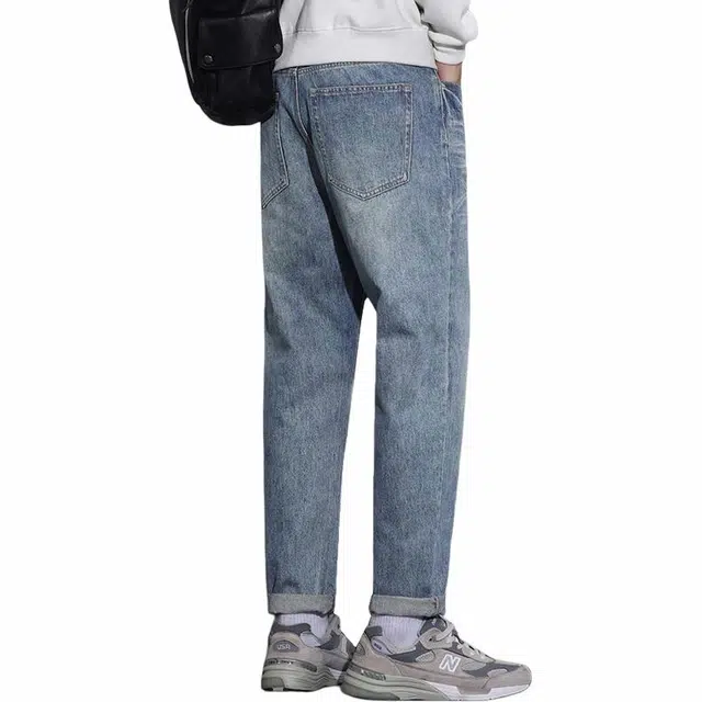 快鱼 美式复古宽松休闲百搭牛仔裤 男款 蓝色