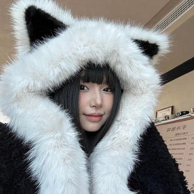 【温暖小狐】 雅鹿 萌趣可爱狐狸耳朵两件套一体 保暖加厚防寒秋冬必备降温学生百搭毛绒帽 聚酯纤维 斗篷帽 男女同款情侣款 礼盒装