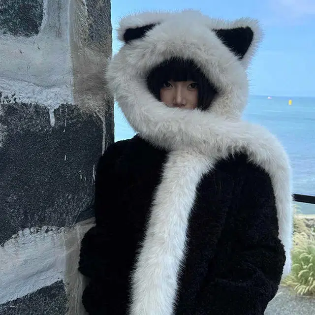 【温暖小狐】 雅鹿 萌趣可爱狐狸耳朵两件套一体 保暖加厚防寒秋冬必备降温学生百搭毛绒帽 聚酯纤维 斗篷帽 男女同款情侣款 礼盒装