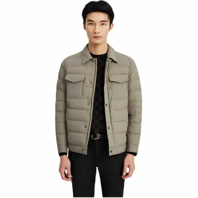 迪柯尼 翻领商务休闲羽绒服 男款 卡其色