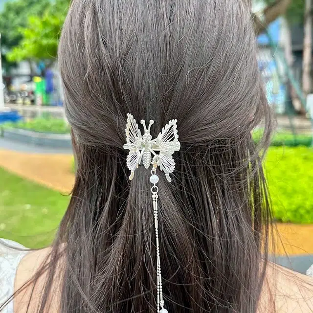 零界 机械金属蝴蝶流苏抓夹可动未来感浪漫侧边后脑勺刘海边夹 合金 发夹 女款