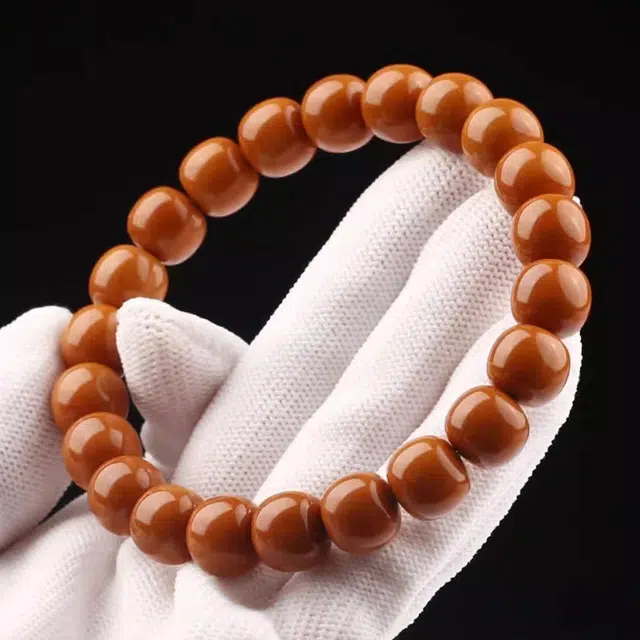 谧月珠宝 高油高密 新中式国潮野生直切原籽老型光珠单圈文玩盘玩念珠绕指柔复古大气高级感好运 猴头核桃 手串 男女同款情侣款