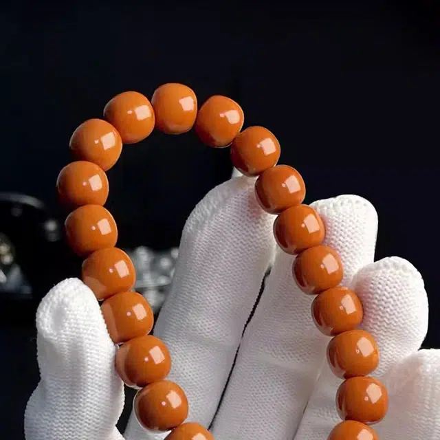谧月珠宝 高油高密 新中式国潮野生直切原籽老型光珠单圈文玩盘玩念珠绕指柔复古大气高级感好运 猴头核桃 手串 男女同款情侣款