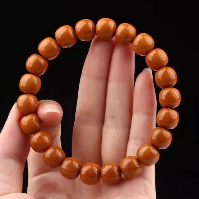谧月珠宝 高油高密 新中式国潮野生直切原籽老型光珠单圈文玩盘玩念珠绕指柔复古大气高级感好运 猴头核桃 手串 男女同款情侣款