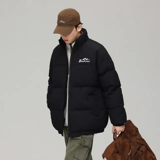 鸭鸭 潮流短款撞色双拼户外运动通勤出游时尚面包服简约休闲百搭防风极寒立领保暖抗寒舒适宽松柔软基础款羽绒服 男女同款
