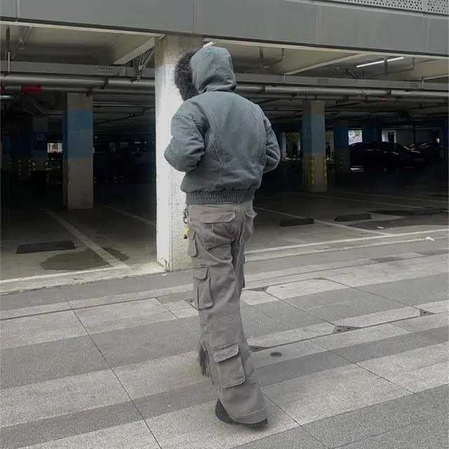 物质公式 简约美式户外高街基础款拉链纯色加厚保暖休闲运动宽松机能面包百搭防风抗寒棉服 男女同款 黑色