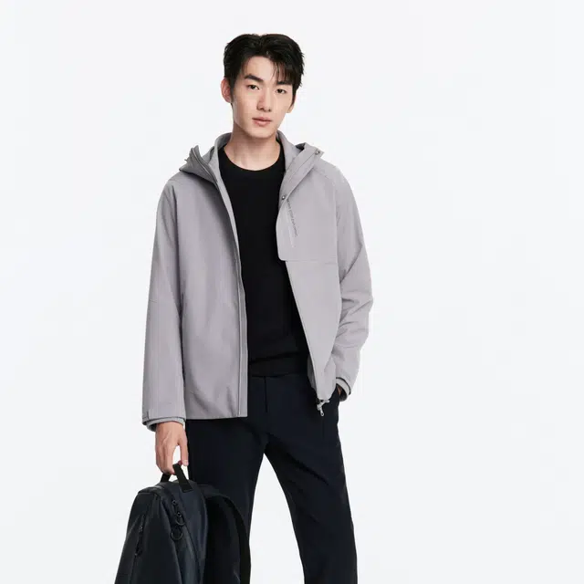 九牧王男裤专家 纯色运动潮流时尚夹克外套 男款
