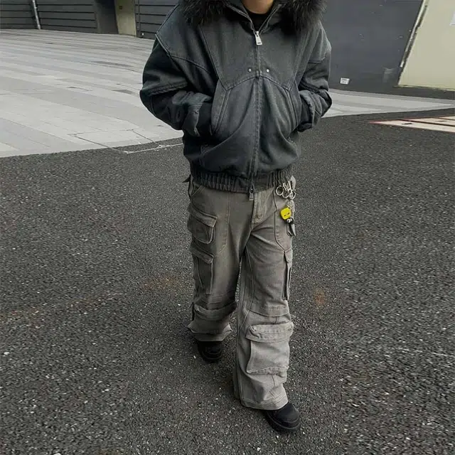 物质公式 简约美式户外高街基础款拉链纯色加厚保暖休闲运动宽松机能面包百搭防风抗寒棉服 男女同款 黑色