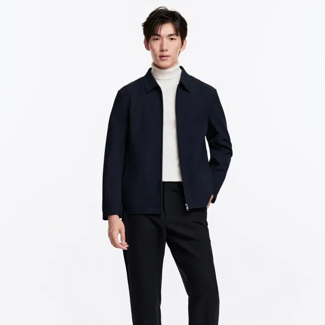 九牧王男裤专家 商务休闲户外潮流时尚硬壳夹克外套 男款 藏青