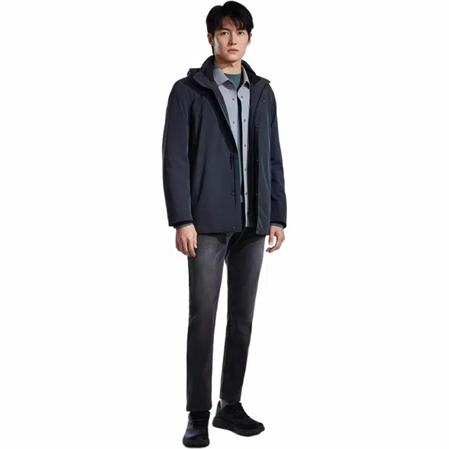 迪柯尼 舒适保暖休闲长袖羽绒服 男款 深宝蓝