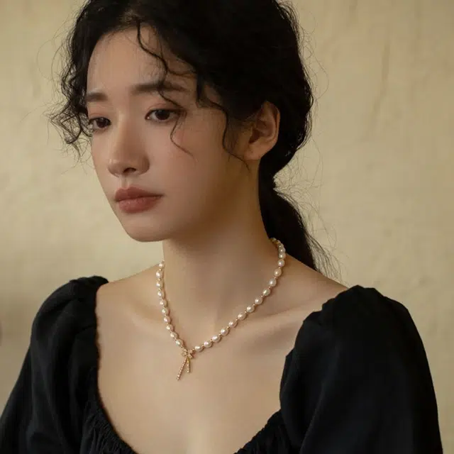 贝诗珠宝 甜美蝴蝶结珍珠锁骨链法式小众轻奢高级感甜美百搭闺蜜款显白显年轻 淡水珍珠 项链 女款