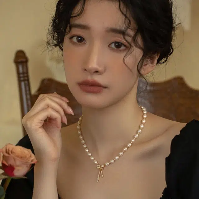 贝诗珠宝 甜美蝴蝶结珍珠锁骨链法式小众轻奢高级感甜美百搭闺蜜款显白显年轻 淡水珍珠 项链 女款
