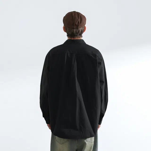简约纯色基础款日常通勤休闲宽松长袖衬衫 男女同款