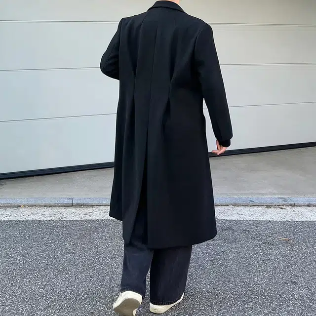 西装领单排扣毛呢长款过膝风衣外套大衣 男女同款
