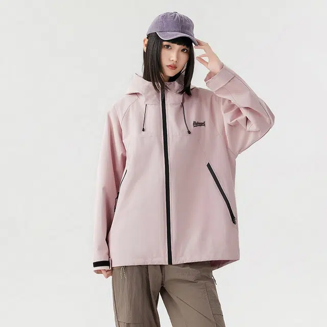 雅鹿  户外机能风百搭山系运动保暖外套登山三合一内胆宽松休闲纯色简约连帽  防水防风冲锋衣 男女同款 米白