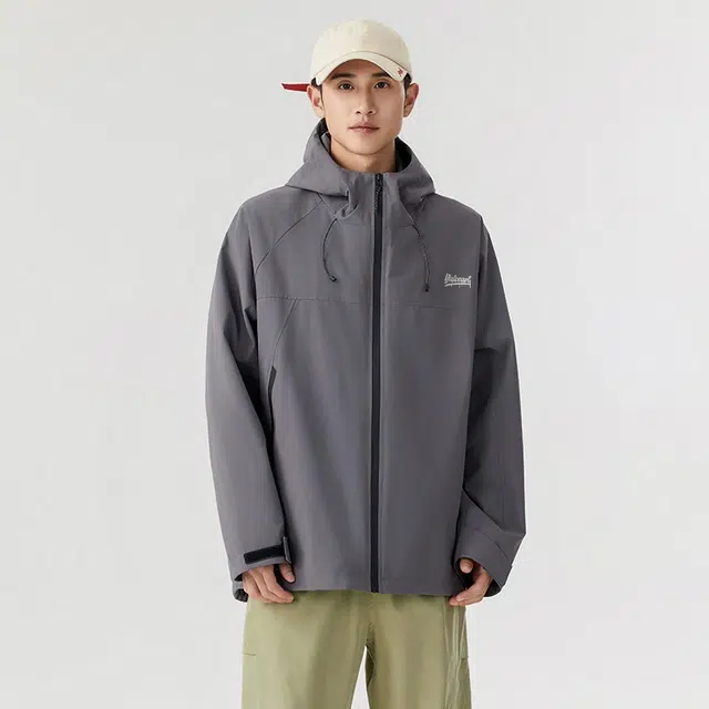 雅鹿  户外机能风百搭山系运动保暖外套登山三合一内胆宽松休闲纯色简约连帽  防水防风冲锋衣 男女同款 米白