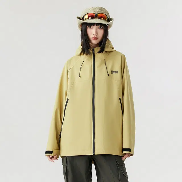 雅鹿  户外机能风百搭山系运动保暖外套登山三合一内胆宽松休闲纯色简约连帽  防水防风冲锋衣 男女同款 米白