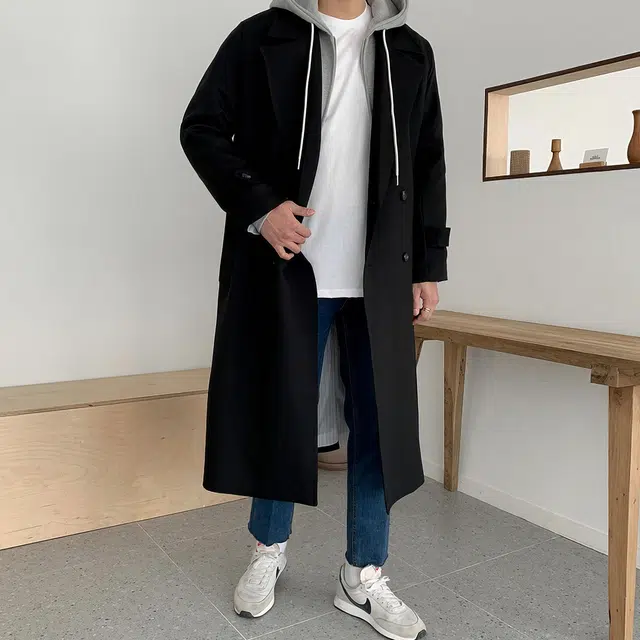 中长款百搭韩版潮流外套大衣 男女同款