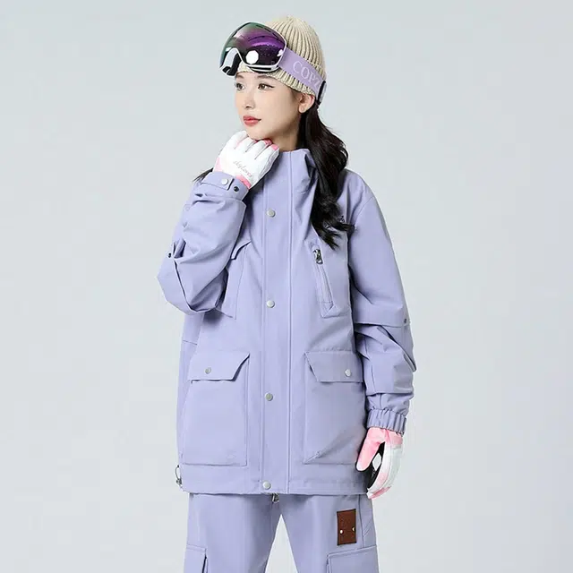雅鹿  机能风百搭户外山系运动多口袋登山三合一宽松休闲纯色简约连帽  防水防风保暖冲锋衣 男女同款 梦幻紫