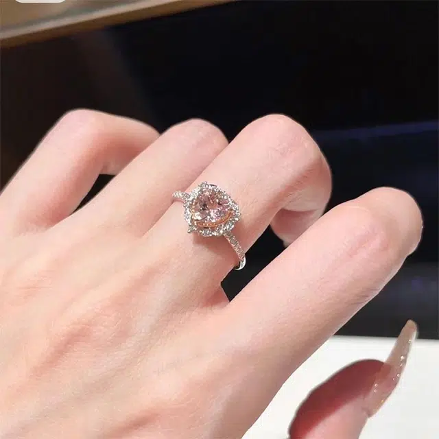 克拉日记 爱心粉色在逃公主小众食指戒设计感闺蜜尾戒对戒招财平安好运 贝珠珍珠 戒指 女款