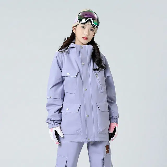 雅鹿  机能风百搭户外山系运动多口袋登山三合一宽松休闲纯色简约连帽  防水防风保暖冲锋衣 男女同款 梦幻紫