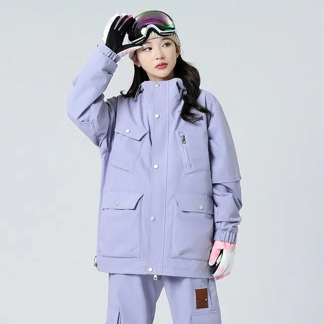 雅鹿  机能风百搭户外山系运动多口袋登山三合一宽松休闲纯色简约连帽  防水防风保暖冲锋衣 男女同款 梦幻紫