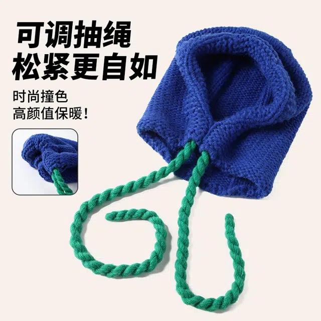 南极人 韩国巴拉克拉法帽护耳保暖针织帽护脖防寒加厚粗毛线雷锋帽子 百搭 绒线帽 女款