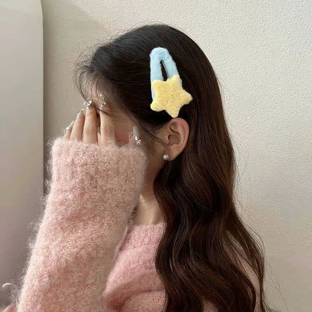 零界 奶油星星毛绒大号 多巴胺可爱 心萌物小蛋糕发饰 涤纶 发夹 女款