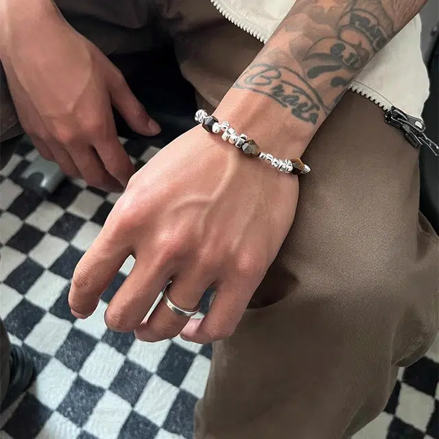琅风 潮流复古通勤串珠 钛钢 手链 男款