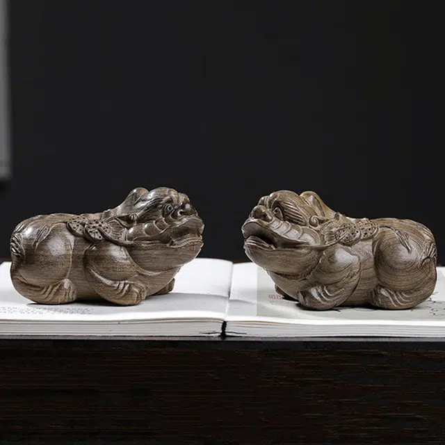 仙作美 乌木金丝楠木实木雕刻经典貔貅文玩把件 阴沉木 木作摆件 男女同款情侣款