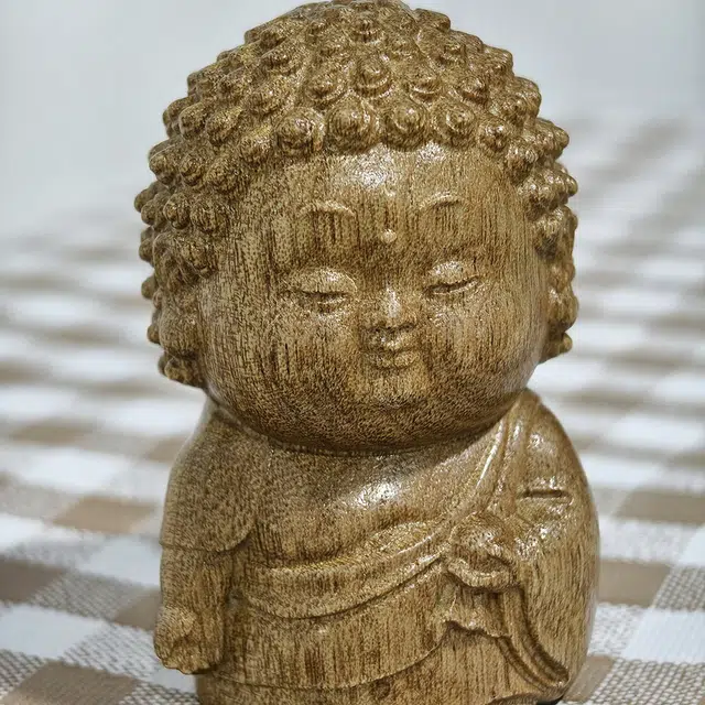 仙作美 金丝楠小叶桢楠枯木老料实木雕刻如来佛 楠木 摆件 男女同款情侣款