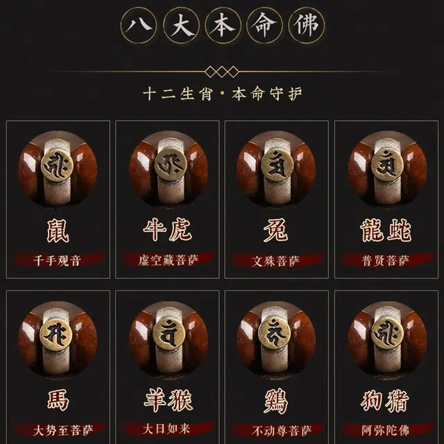 書卓 新中式国潮 文玩佛珠盘玩 十二生肖佛珠守护神 发财 福运小众#好运 紫金鼠 手串 男女同款情侣款