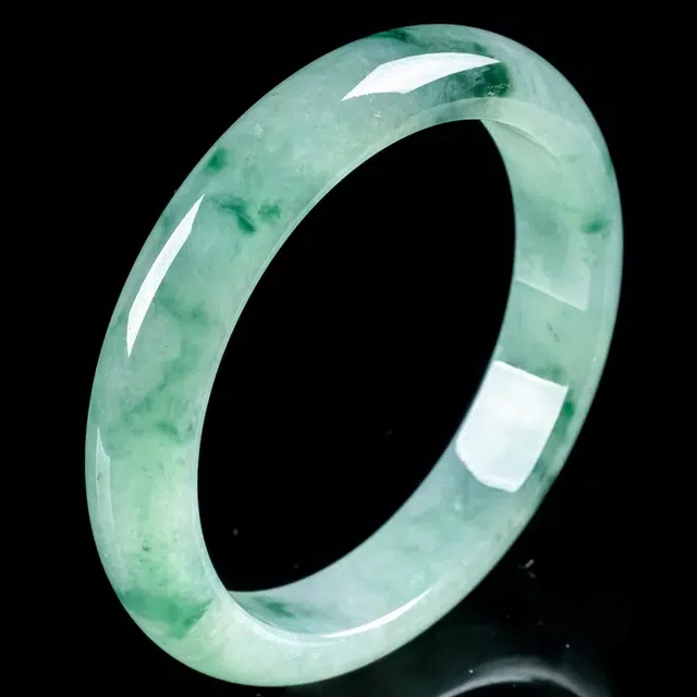 溥畔 浅绿飘花老坑正圈平安镯 精致优雅高级感 糯冰 翡翠手镯 女款