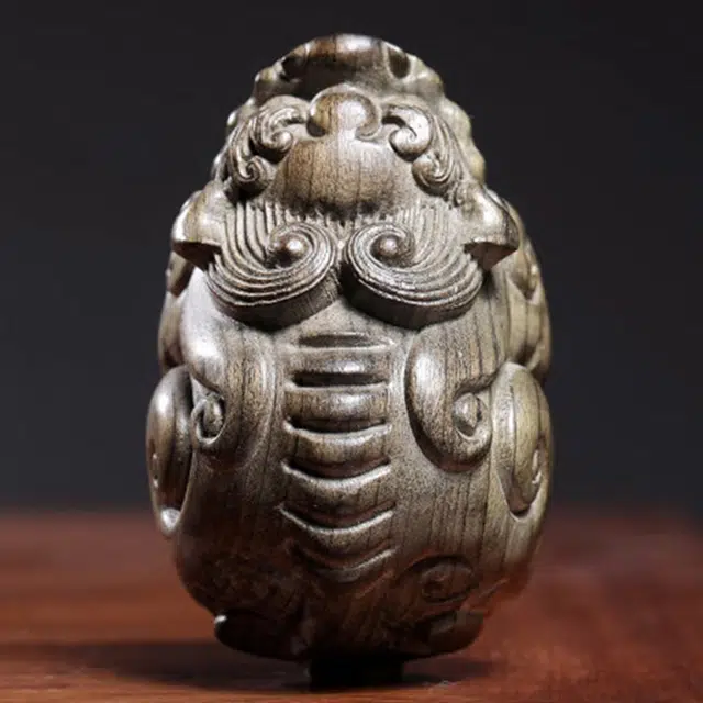 仙作美 实木雕刻大号貔貅文玩手把件 阴沉木 木作摆件 男女同款情侣款