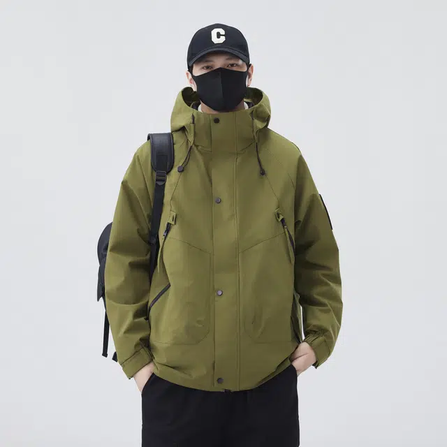 雅鹿  三合一摇粒绒  防水防风防紫外线透气耐磨冲锋衣 男女同款 军绿色