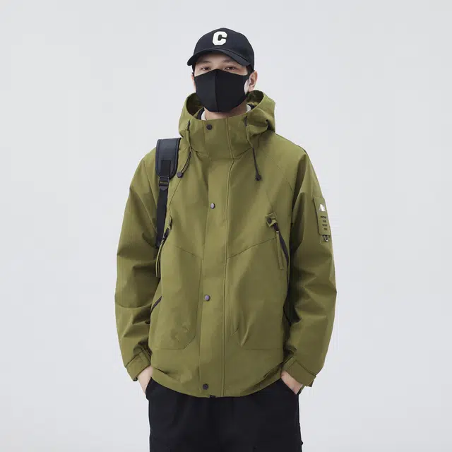 雅鹿  三合一摇粒绒  防水防风防紫外线透气耐磨冲锋衣 男女同款 军绿色