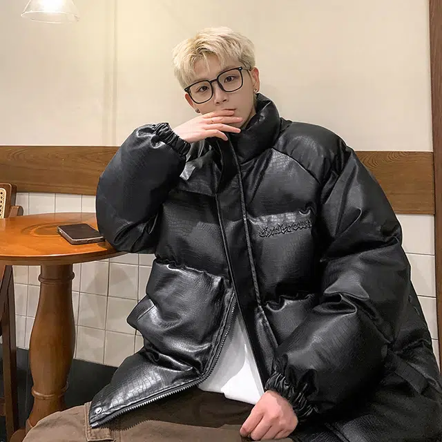 极限涡轮 美式鳄鱼纹钢印字母设计机能风赛车服棉服 男女同款 黑色