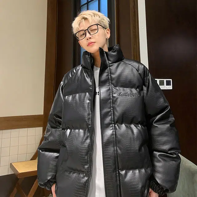 极限涡轮 美式鳄鱼纹钢印字母设计机能风赛车服棉服 男女同款 黑色