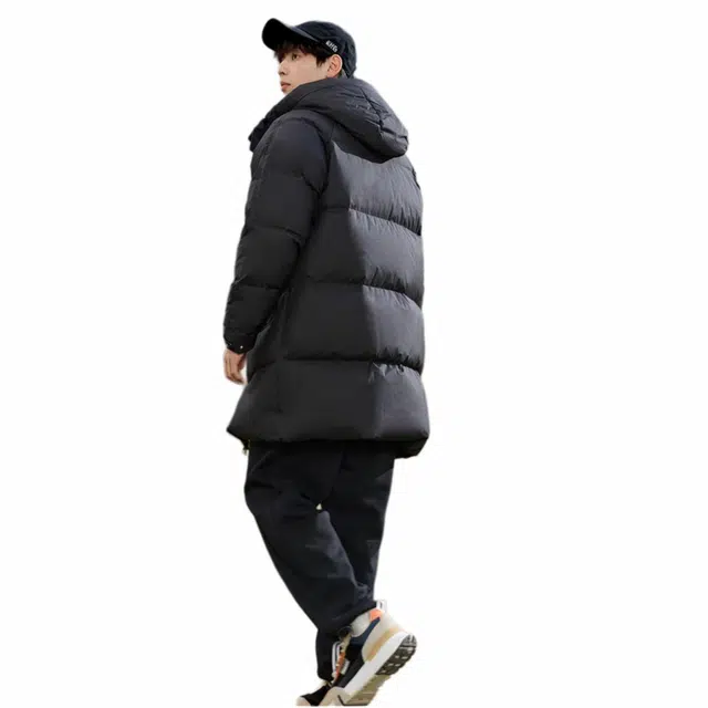 雅鹿 纯色连帽舒适长袖羽绒服 男款