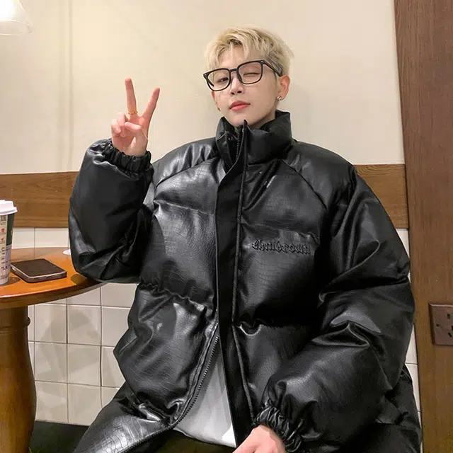 极限涡轮 美式鳄鱼纹钢印字母设计机能风赛车服棉服 男女同款 黑色