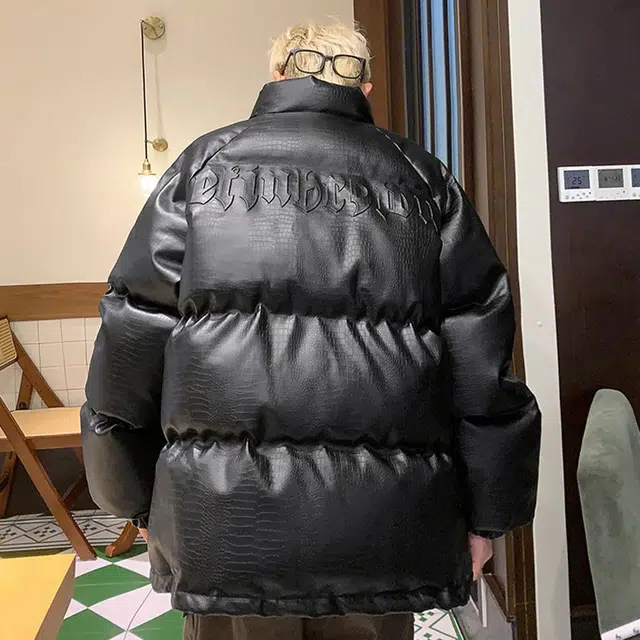 极限涡轮 美式鳄鱼纹钢印字母设计机能风赛车服棉服 男女同款 黑色