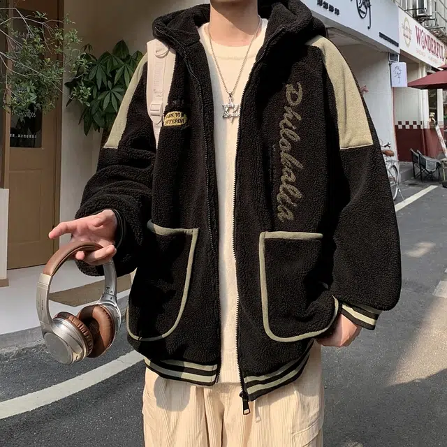 极限涡轮 美式高街风大码宽松毛绒加厚舒适保暖个性休闲百搭棉服 男女同款
