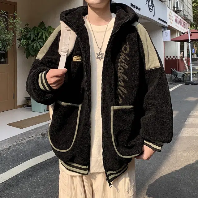 极限涡轮 美式高街风大码宽松毛绒加厚舒适保暖个性休闲百搭棉服 男女同款